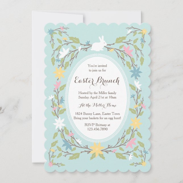 Vintage Floral Easter Invitation (Front)
