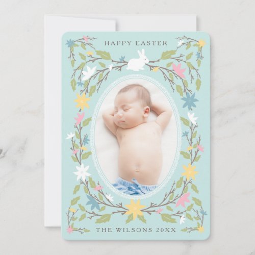 Vintage Floral Easter Photo Card