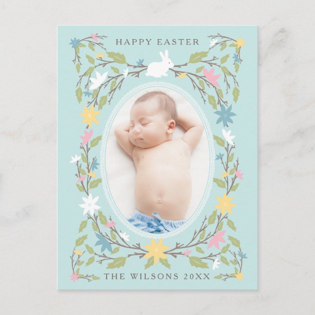 Vintage Floral Easter Photo Card (Front)