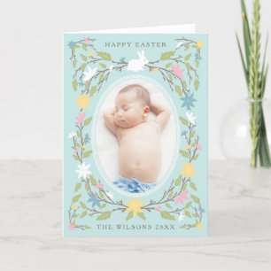 Vintage Floral Easter Photo Holiday Card