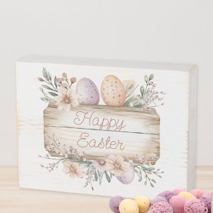 Vintage Floral Easter  Wooden Box Sign