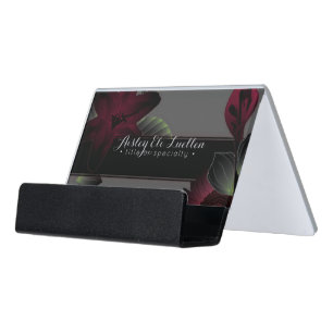 vintage floral elegance desk business card holder