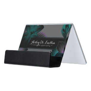 vintage floral elegance desk business card holder