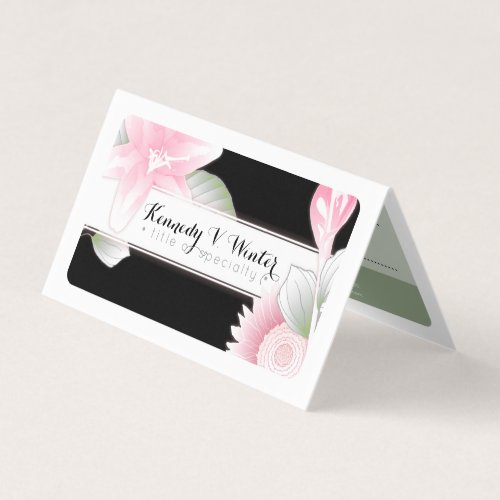 vintage floral elegance folded referral business card