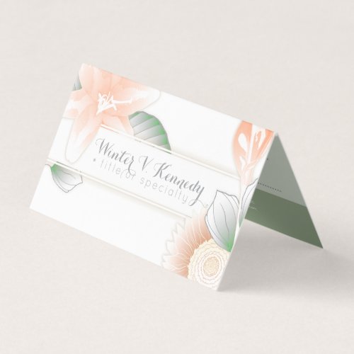 vintage floral elegance folded referral business card