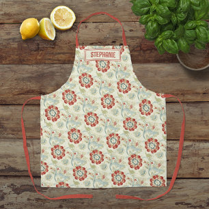 Vintage Floral Elegance Name Apron
