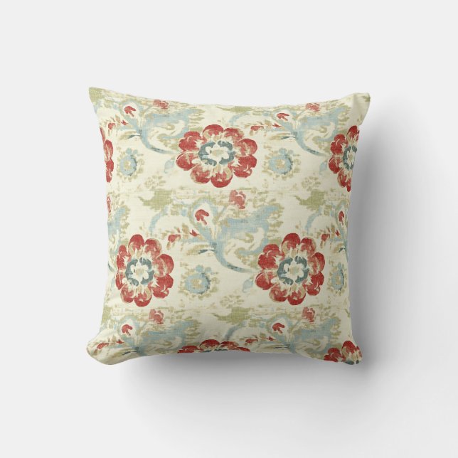 Vintage Floral Elegance Throw Pillow (Front)