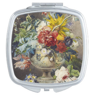 Vintage Floral Elegant Botanical Garden Painting Compact Mirror