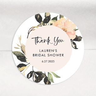 Vintage Floral Elegant Bridal Shower Classic Round Sticker
