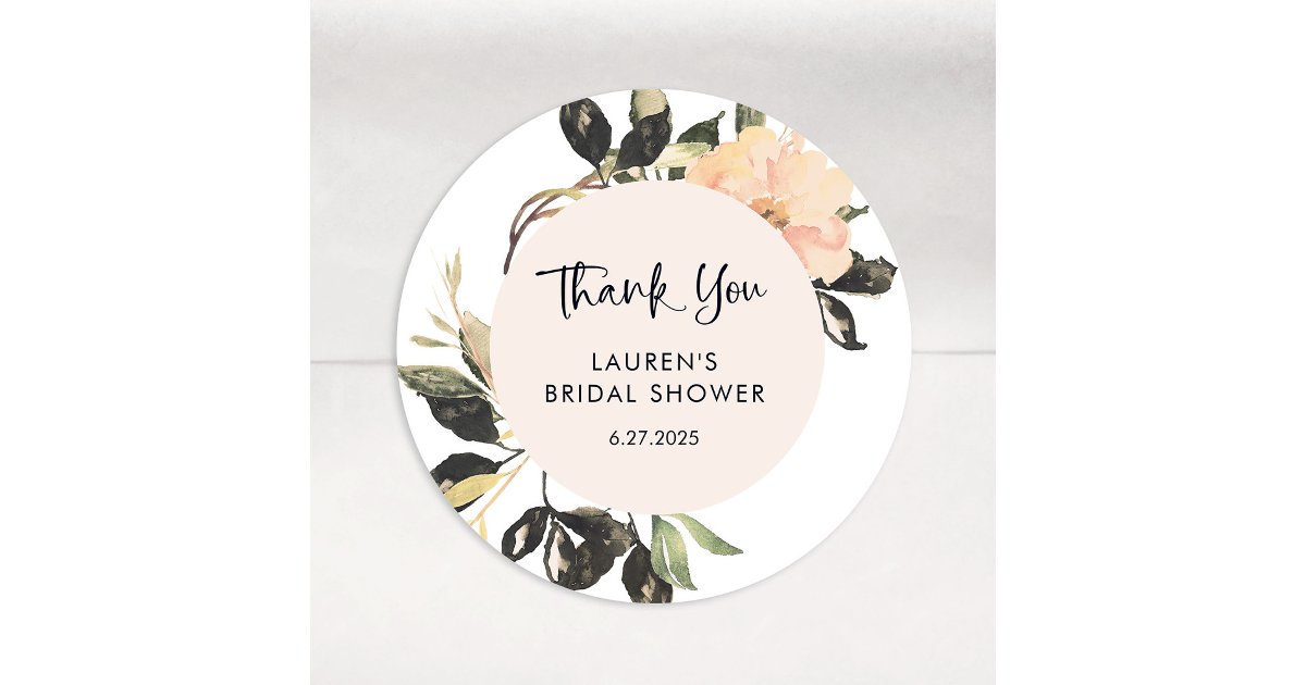 Vintage Floral | Elegant Bridal Shower Classic Round Sticker | Zazzle