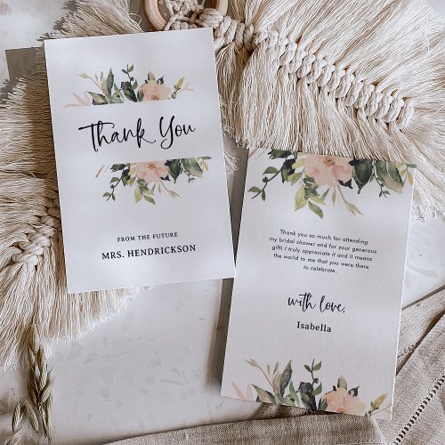 Vintage Floral  Elegant Bridal Shower Thank You Card