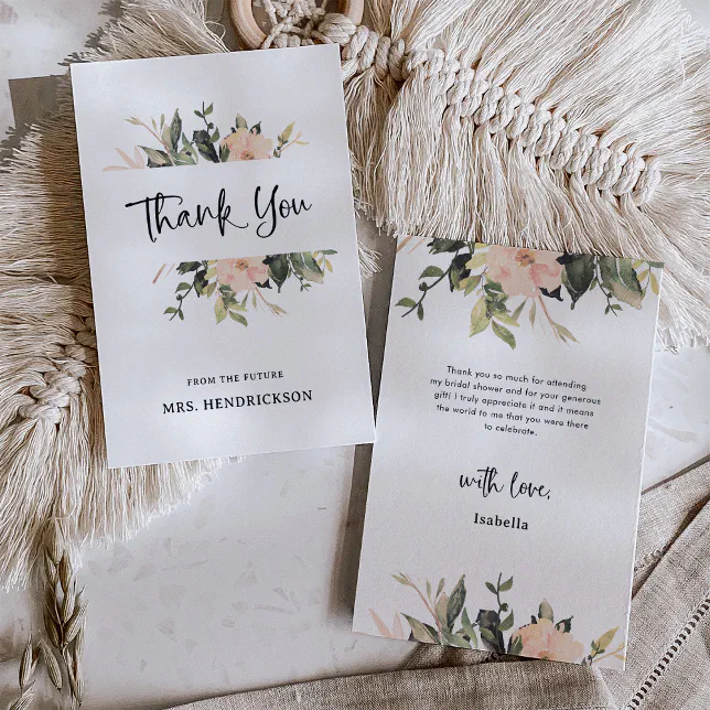 Vintage Floral | Elegant Bridal Shower Thank You Card | Zazzle
