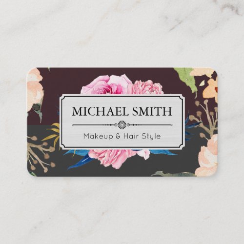 Vintage Floral Elegant Modern Temptress Jet Business Card