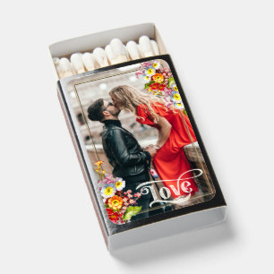 Vintage Floral Elegant Photo Wedding French Style Matchboxes