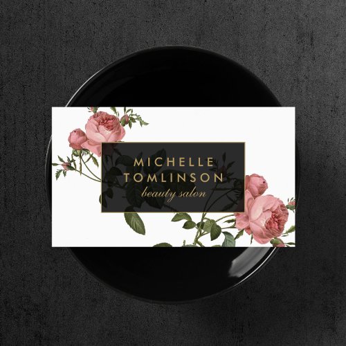 Vintage Floral Elegant Salon Business Card