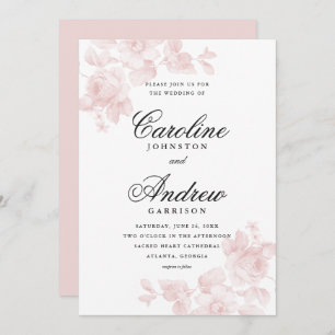 Vintage Floral Elegant Wedding Invitation