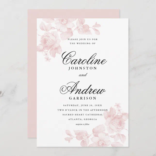 Vintage Floral Elegant Wedding Invitation 