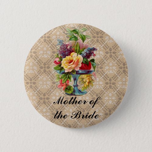 Vintage floral Embossed effect name button badges