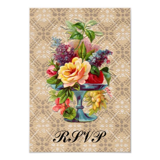 Vintage floral Embossed effect Rsvp wedding slips Card