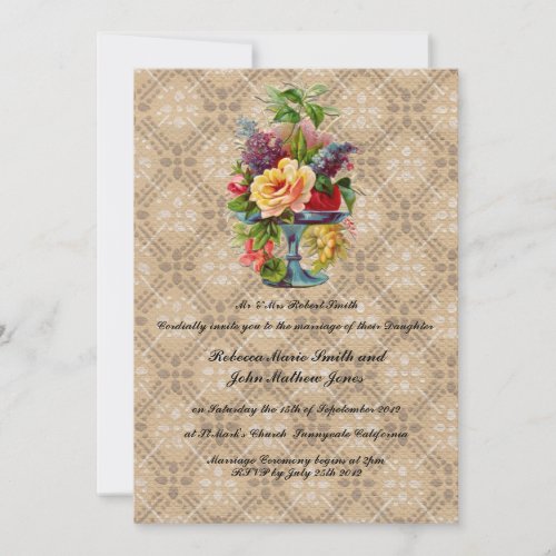 Vintage floral Embossed effect Wedding invitations