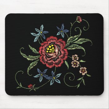 Vintage Floral Embroidery On Velvet Mousepad by lkranieri at Zazzle