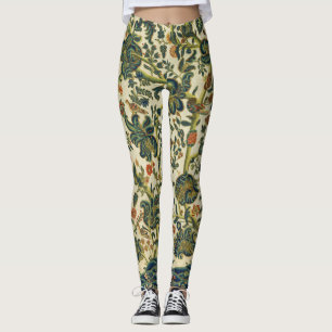Vintage Floral Embroidery Print Leggings