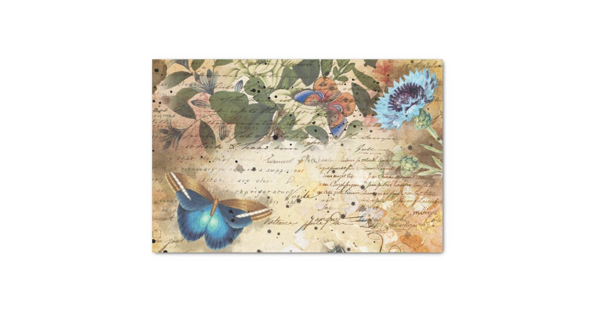 Vintage Floral Ephemera Tissue Paper Zazzle