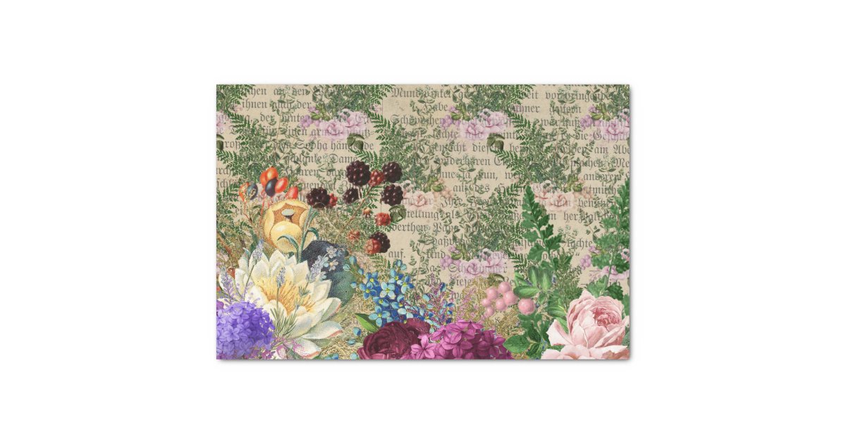 Vintage Floral Ephemera Tissue Paper Zazzle