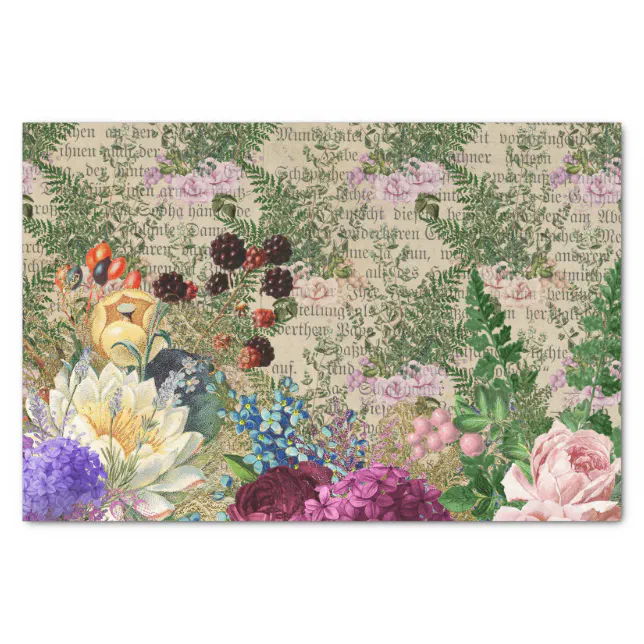 Vintage Floral Ephemera Tissue Paper Zazzle