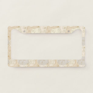Vintage Floral Face Line Pattern (1) License Plate Frame