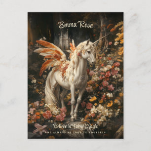Vintage Floral Fairy Horse Magical Woodland Postcard