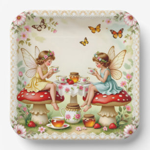 Vintage floral fairy picnic garden paper plates