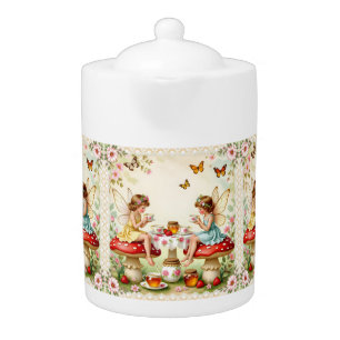 Vintage floral fairy picnic garden teapot