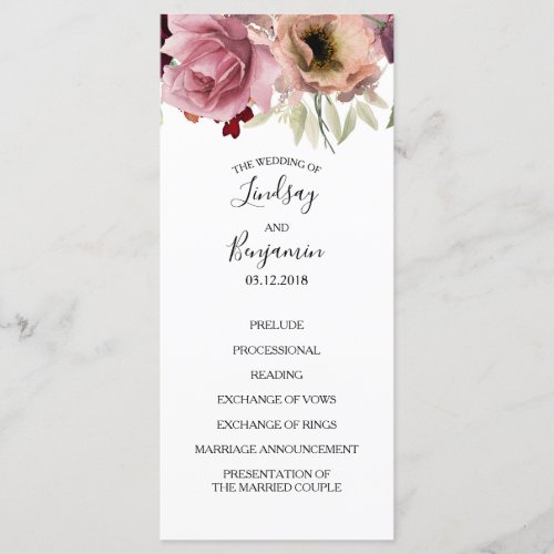 Vintage Floral Fall Wedding Programs