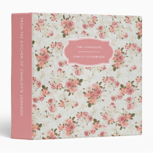 Vintage Floral Family Recipe Cookbook Binder