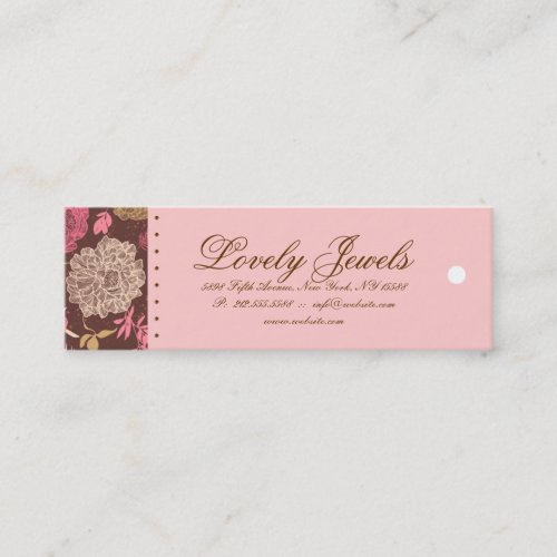 Vintage Floral Fashion Clothing Pink Brown Cream Mini Business Card