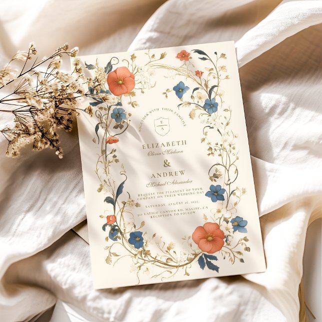 Vintage Floral Fern Wedding Invitation (Creator Uploaded)