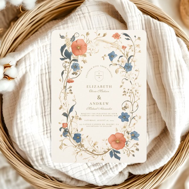 Vintage Floral Fern Wedding Invitation (Creator Uploaded)