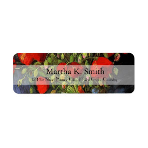 Vintage floral fine art labels. Red Poppies Label