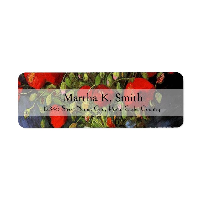 Vintage floral fine art labels. Red Poppies Label (Front)