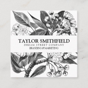 Vintage Floral Fine Line Business Card