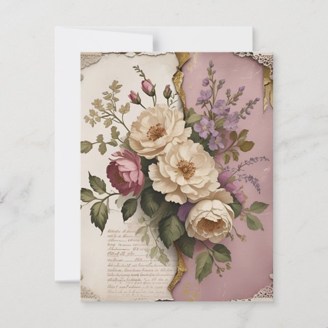 Vintage Floral - Flat Note Card  (Front)