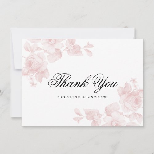 Vintage floral flat thank you note card