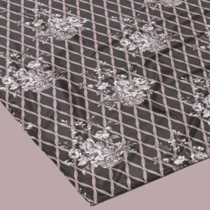 Vintage Floral Fleece Blanket in Charcoal Gray