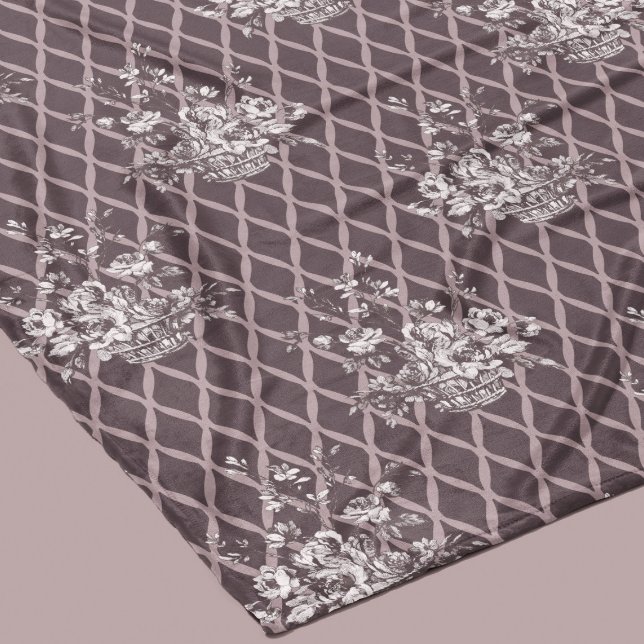 Vintage Floral Fleece Blanket in Dusty Plum (Creator Uploaded)