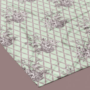 Vintage Floral Fleece Blanket in Sage Green