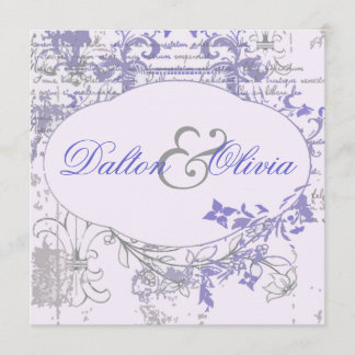 Vintage Floral Fleur De Lis Lavendar Wedding Invitation