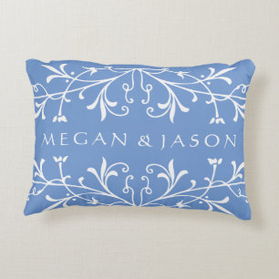Vintage Floral Flourish Custom Text and Color Decorative Pillow