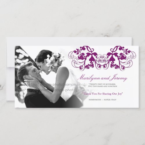 Vintage Floral Flourish Purple Wedding Thank You