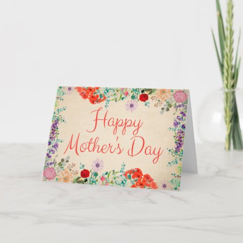 Vintage Floral Flowers Blossoms Happy Mothers Day Card